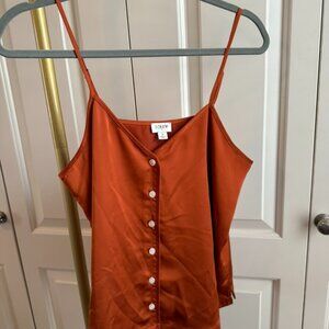 J. Crew Rust Orange Button Front Satin Cami, size S